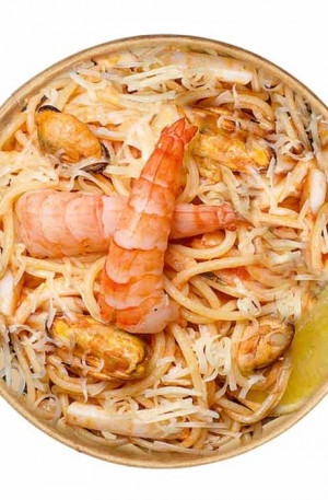 заказать итальянскую пасту с морепродуктами, паста с креветками, доставка пасты на дом и оффис быстро, низкие цены на еду в днепре